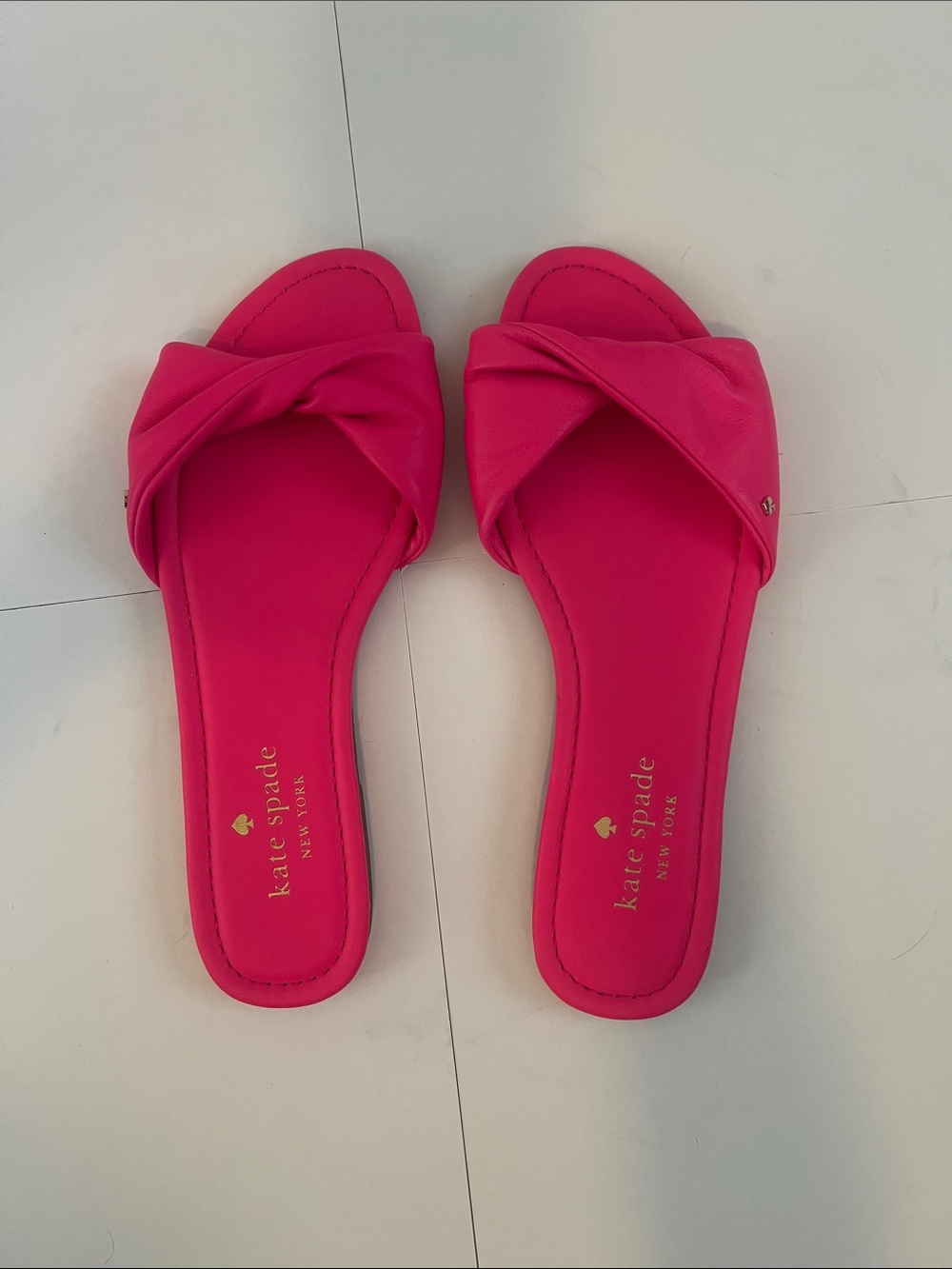 kate spade Hot Pink Knot Slide Sandals